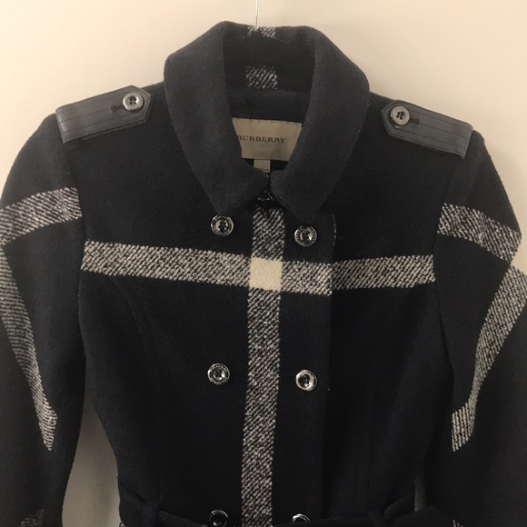 Black/dark Navy Wool Burberry Trench Coat - Picture 2 of 11